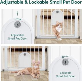 img 2 attached to 🚪 Babelio Auto Close Baby Gate with Small Cat Door: Metal Cat Gate for Doorway, Stairs, House - Easy Walk Thru Dog Gate with Pet Door [29-43"], Complete with 4 Wall Cups and 3 Extension Pieces