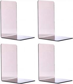 img 4 attached to IEEK 4 Pieces Bookends,Acrylic Bookends For Shelves,Heavy Duty Book Ends And Desktop Organizer,Book Stopper For Books/Movies/CDs,Transparent Grey,7.1X4.9X4.7 Inch