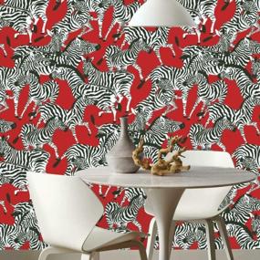 img 4 attached to Transform Your Space With Waverly Herd Together Peel And Stick Wallpaper In Red And White