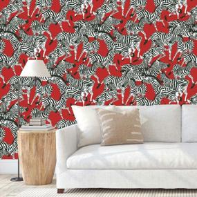 img 2 attached to Transform Your Space With Waverly Herd Together Peel And Stick Wallpaper In Red And White