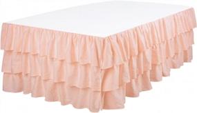 img 3 attached to 3-Tiered Peach Ruffled Crib Skirt For Baby Girl Nursery Bedding | Dust Ruffle