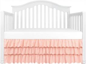 img 4 attached to 3-Tiered Peach Ruffled Crib Skirt For Baby Girl Nursery Bedding | Dust Ruffle