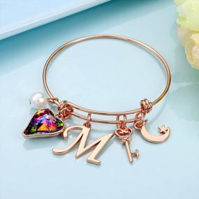 img 1 attached to Sparkle With Memorjew: Stunning Rose Gold L Initial Charm Bracelets For Teen Girls