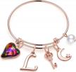 sparkle with memorjew: stunning rose gold l initial charm bracelets for teen girls logo