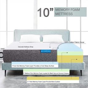 img 3 attached to King Size Cooling Gel Memory Foam Mattress - KunPeng 10 Inch Medium Firm CertiPUR-US Sleep Mattress In A Box For Stress Relief