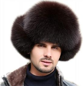 img 1 attached to Gegefur Mens Winter Hat Real Fox Fur Genuine Leather Russian Ushanka Hats
