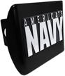 show your navy pride with elektroplate's black metal hitch cover logo