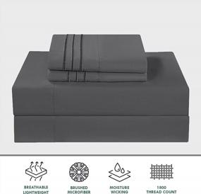 img 2 attached to COHOME 4-Piece King Sheet Set With 16-Inch Deep Pocket, 1800 Thread Count Microfiber Sheets, Easy Fit, Wrinkle-Free, And Easy Care - Dark Grey