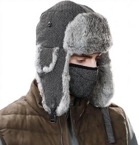 img 2 attached to Unisex Rabbit Fur Trapper Ushanka Russian Hat: 100% Windproof Protection With Nylon Shell