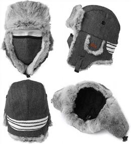 img 1 attached to Unisex Rabbit Fur Trapper Ushanka Russian Hat: 100% Windproof Protection With Nylon Shell