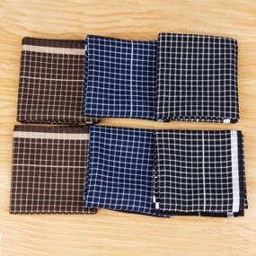 img 2 attached to 🧣 Houlife Assorted Striped Checked Handkerchiefs: A Must-Have Collection of Men's Accessories