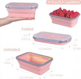 img 1 attached to Set Of 4 Pink Collapsible Food Storage Containers With Airtight Lids - Large Kitchen Stacking Silicone Containers For Meal Prep, Leftovers, Microwave, Freezer, And Dishwasher Safe - 27 Oz Capacity