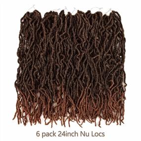 img 2 attached to Get Natural Looking Butterfly Locs With Soft 24Inch New Faux Locs Crochet Hair In T27# - 6 Pack Synthetic Braiding Hair For Black Women