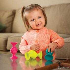 img 1 attached to 🧸 12 Piece Early Learner Toys - Fat Brain Toys Pipsquigz Whirly-Squigz Suction-Kupz Set - 6 Stacking Suction Kupz Toys, 3 PipSquigz, 3 Whirly Squigz Spinners - BPA-Free Silicone - Zippered Storage Case