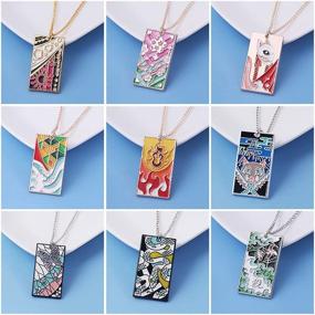 img 3 attached to 🗡️ Demon Slayer Tanjiro Necklace Pendant - Kimetsu No Yaiba Anime Hanafuda Necklace - Stylish Cosplay Jewelry for Women and Girls