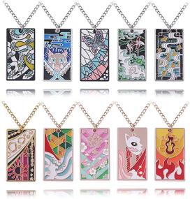 img 4 attached to 🗡️ Demon Slayer Tanjiro Necklace Pendant - Kimetsu No Yaiba Anime Hanafuda Necklace - Stylish Cosplay Jewelry for Women and Girls