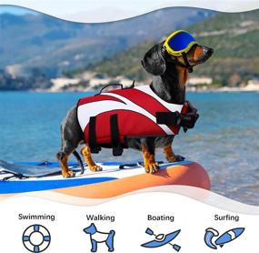 img 1 attached to 🐶 IDOMIK Dog Life Jacket Vest - Ripstop Floatation Lifesaver for Dogs, Reflective Safety Swimsuit Preserver with Adjustable Life Coat and Rescue Handle - Ideal for Small, Medium & Large Dogs - Perfect for Swimming, Surfing, Boating