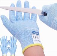 🔪 dowellife cut resistant gloves: food grade level 5 protection for kitchen, mandolin slicing, fillet, oyster shucking, meat cutting & wood carving (sky blue, medium) logo