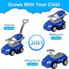 img 3 attached to 3-In-1 ChromeWheels Push Car For Toddlers W/ Guardrail, Handle & Horn, Music - Blue