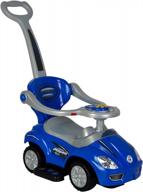 3-in-1 chromewheels push car for toddlers w/ guardrail, handle & horn, music - blue logo