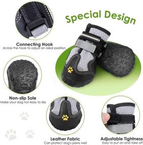 img 1 attached to 🐾 SlowTon Breathable Dog Boots: Protect Your Dog's Paws with Soft Padded Shoes - Waterproof Anti-Slip Rubber Booties for Snow, Hardwood Floors, and More (4-pack, Size #4)