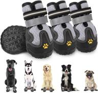 🐾 slowton breathable dog boots: protect your dog's paws with soft padded shoes - waterproof anti-slip rubber booties for snow, hardwood floors, and more (4-pack, size #4) логотип