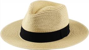 img 4 attached to Защищайтесь от солнца в стильной соломенной шляпе UPF50+ для женщин — соломенно-желтая B03