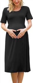 img 2 attached to Stylish Empire Waist Maternity Dress With Pockets For Women - Short Sleeve Casual Wear By Xpenyo