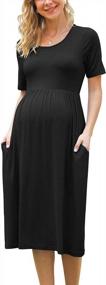 img 1 attached to Stylish Empire Waist Maternity Dress With Pockets For Women - Short Sleeve Casual Wear By Xpenyo
