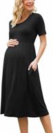 stylish empire waist maternity dress with pockets for women - short sleeve casual wear by xpenyo logo