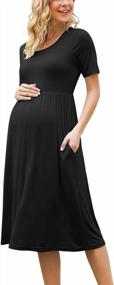 img 4 attached to Stylish Empire Waist Maternity Dress With Pockets For Women - Short Sleeve Casual Wear By Xpenyo