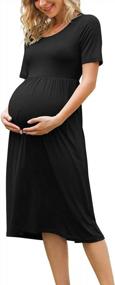 img 3 attached to Stylish Empire Waist Maternity Dress With Pockets For Women - Short Sleeve Casual Wear By Xpenyo