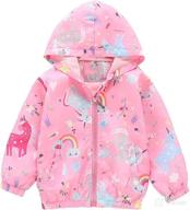 kids hooded spring zip unicorn cartoon jackets: girls' pink light outwear with flamingo windbreaker for toddlers logo