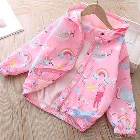 img 3 attached to Kids Hooded Spring Zip Unicorn Cartoon Jackets: Girls' Pink Light Outwear with Flamingo Windbreaker for Toddlers