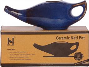 img 4 attached to Ceramic Neti Pot, Premium Handcrafted Durable, Dishwasher Safe, For Nasal Cleansing + 5 Sachet Neti Salt, 225 Ml. (7.6 FL Oz) Capacity - Elegant Blue Gradient Color