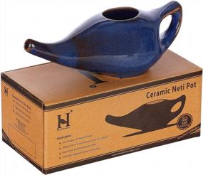 img 3 attached to Ceramic Neti Pot, Premium Handcrafted Durable, Dishwasher Safe, For Nasal Cleansing + 5 Sachet Neti Salt, 225 Ml. (7.6 FL Oz) Capacity - Elegant Blue Gradient Color