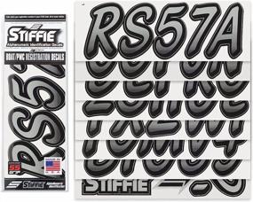 img 3 attached to 3" Alpha Numeric Registration Identification Numbers Stickers Decals For Sea-Doo Spark, Inflatable Boats, Ribs, Hypalon/PVC PWC And Boats - Stiffie Whipline Silver/Black Super Sticky