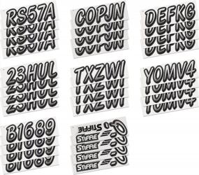 img 1 attached to 3" Alpha Numeric Registration Identification Numbers Stickers Decals For Sea-Doo Spark, Inflatable Boats, Ribs, Hypalon/PVC PWC And Boats - Stiffie Whipline Silver/Black Super Sticky