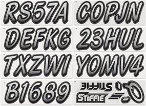 img 2 attached to 3" Alpha Numeric Registration Identification Numbers Stickers Decals For Sea-Doo Spark, Inflatable Boats, Ribs, Hypalon/PVC PWC And Boats - Stiffie Whipline Silver/Black Super Sticky