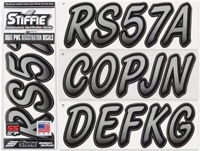 img 4 attached to 3" Alpha Numeric Registration Identification Numbers Stickers Decals For Sea-Doo Spark, Inflatable Boats, Ribs, Hypalon/PVC PWC And Boats - Stiffie Whipline Silver/Black Super Sticky