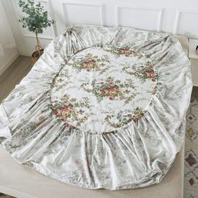 img 2 attached to Vintage Rose Floral King Size Bedding Set With Premium Cotton And Chic Off-White Design - 4-Piece Collection Including Fitted Sheet And Pillowcases