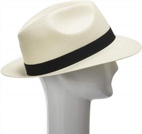 img 2 attached to Classic Straw Panama Hat With Exotic Feather Accent - ULTRAFINO Fedora GULLPORT Reward