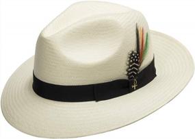 img 4 attached to Classic Straw Panama Hat With Exotic Feather Accent - ULTRAFINO Fedora GULLPORT Reward