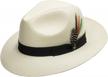 classic straw panama hat with exotic feather accent - ultrafino fedora gullport reward logo