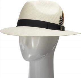 img 1 attached to Classic Straw Panama Hat With Exotic Feather Accent - ULTRAFINO Fedora GULLPORT Reward