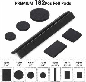img 3 attached to 182 Pcs Self Adhesive Felt Furniture Pads - Cuttable Chair Leg & Floor Protectors For Hardwood Floors, Black