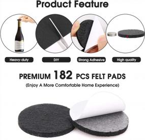 img 2 attached to 182 Pcs Self Adhesive Felt Furniture Pads - Cuttable Chair Leg & Floor Protectors For Hardwood Floors, Black