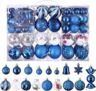 assorted shatterproof christmas ornament set - 111-pack royal blue xmas seasonal hanging pendants for tree decoration, holiday parties and indoor decorations - luxurious gift package logo