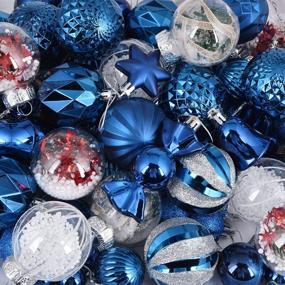 img 2 attached to Assorted Shatterproof Christmas Ornament Set - 111-Pack Royal Blue Xmas Seasonal Hanging Pendants For Tree Decoration, Holiday Parties And Indoor Decorations - Luxurious Gift Package