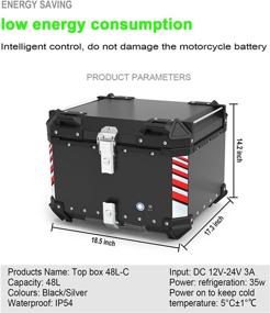 img 2 attached to Woshider 48L Motorcycle Top Case: Upgraded Version with Heat Preservation & Refrigeration – 5052 Aluminum Alloy, Motorbike Trunk Storage Tail